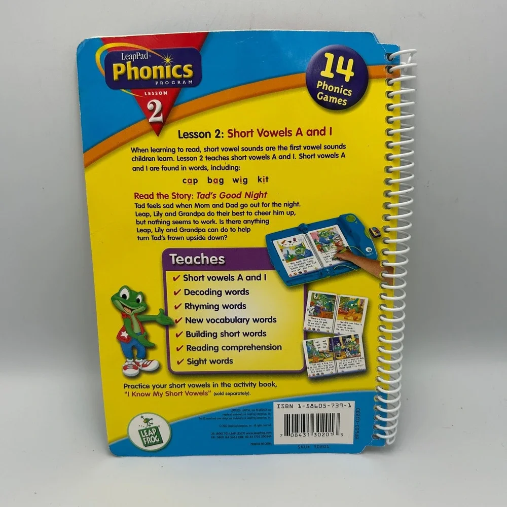 LeapFrog LeapPad Phonics Lesson 2 Tad's Good Night Book & 2 Cartridges Set